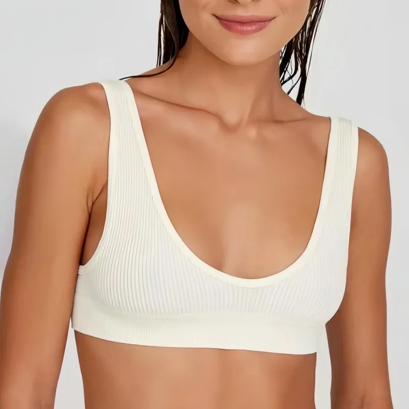 Women Push-Up Bra Small Cup Non-wire Bralette U-Neck Ribbed No-Pad Underwear Multiple Colors Crop Top Ladies Sexy Lingerie M-XL
