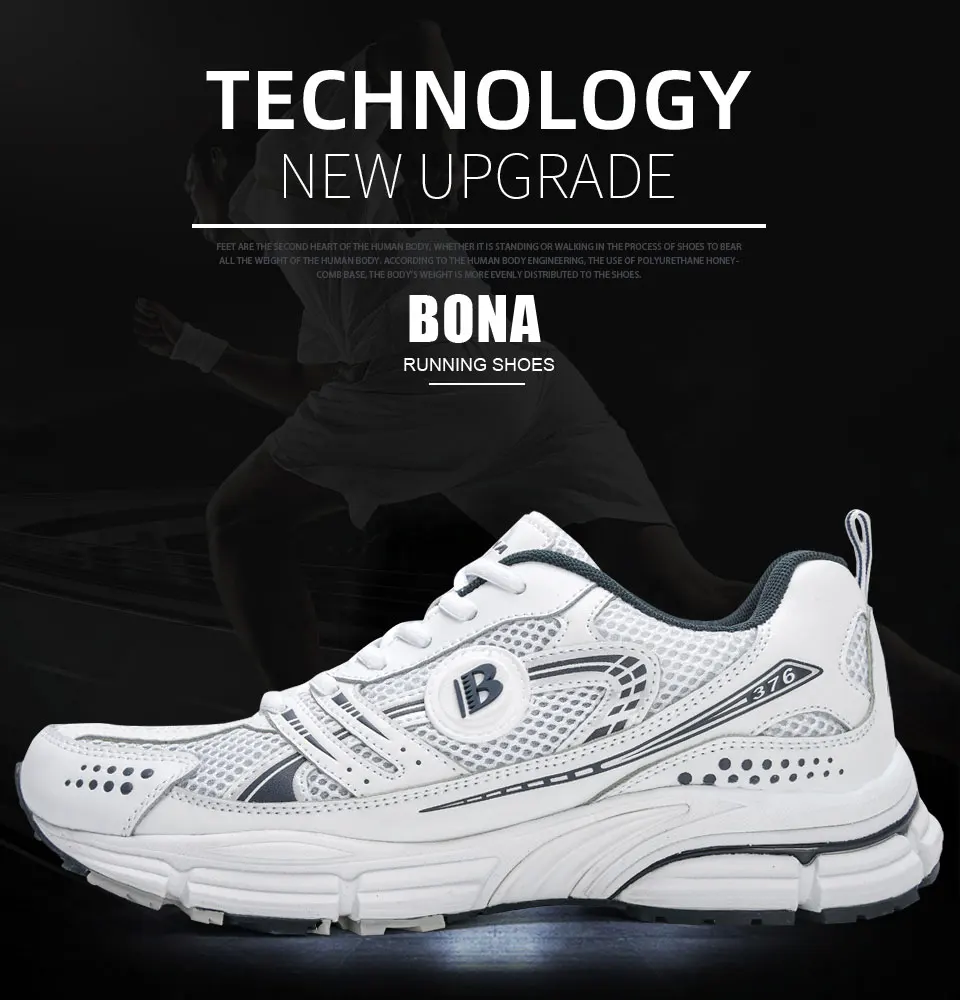 BONA New Designers Trendy Running Shoes for Men Breathable Walking Sports Shoe Man Jogging Sneaker Soft Footwear Mansculino