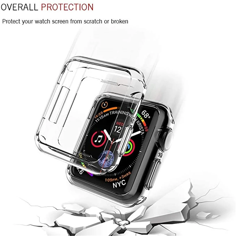 Silicone Case for Apple Watch Case 44mm 40mm 49mm 46mm 45mm 38 42mm Transparent Protective TPU iWatch Series Ultra 10 9 8 7 SE 6