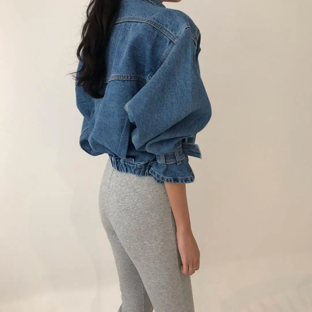 Coats Jackets Women Top 2022 Sexy Puff Long Sleeve Y2k Clothes Cropped Jacket Streetwear Women's Denim Shirt