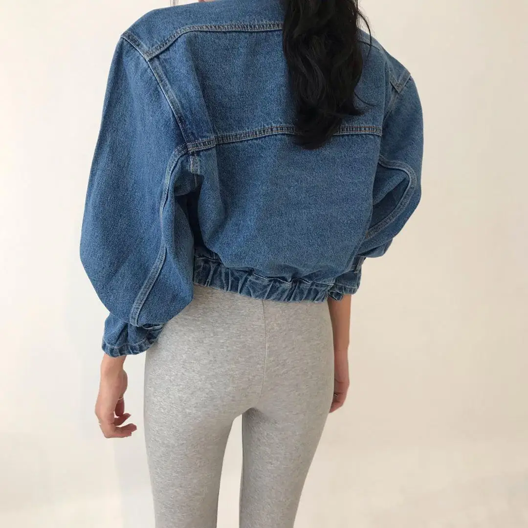 Coats Jackets Women Top 2022 Sexy Puff Long Sleeve Y2k Clothes Cropped Jacket Streetwear Women's Denim Shirt
