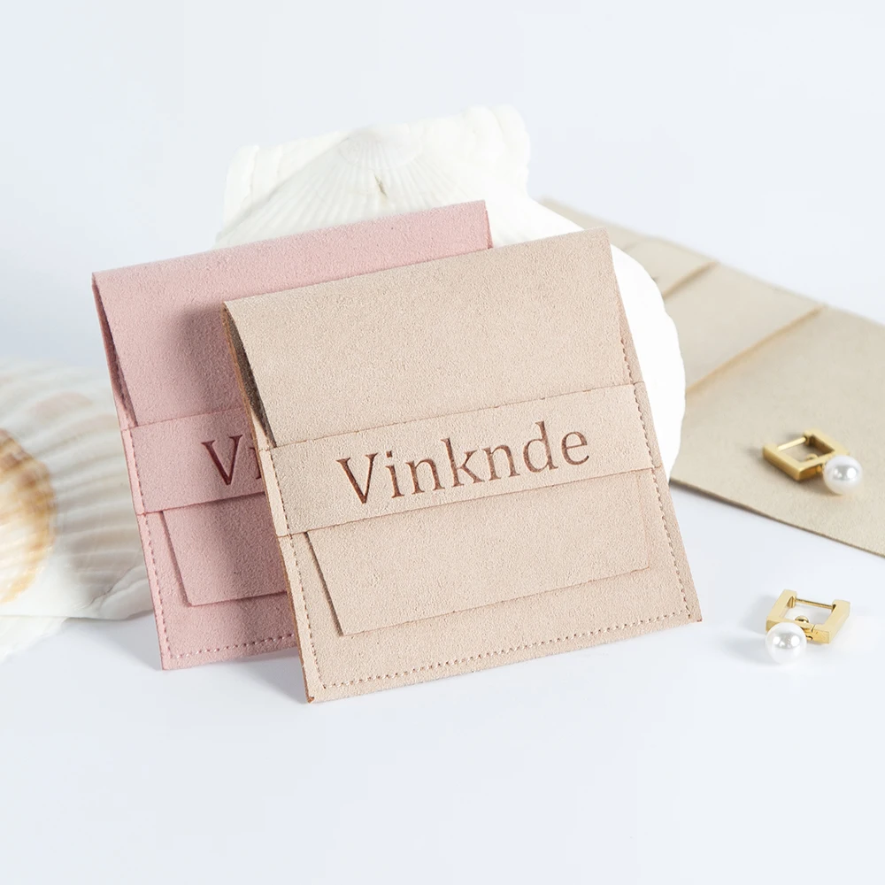 100pcs Custom Logo Name Size Microfiber Gift Bags 8X8cm Jewelry Organizer Earrings Pouch Wedding Favor Candy Bag Small Business