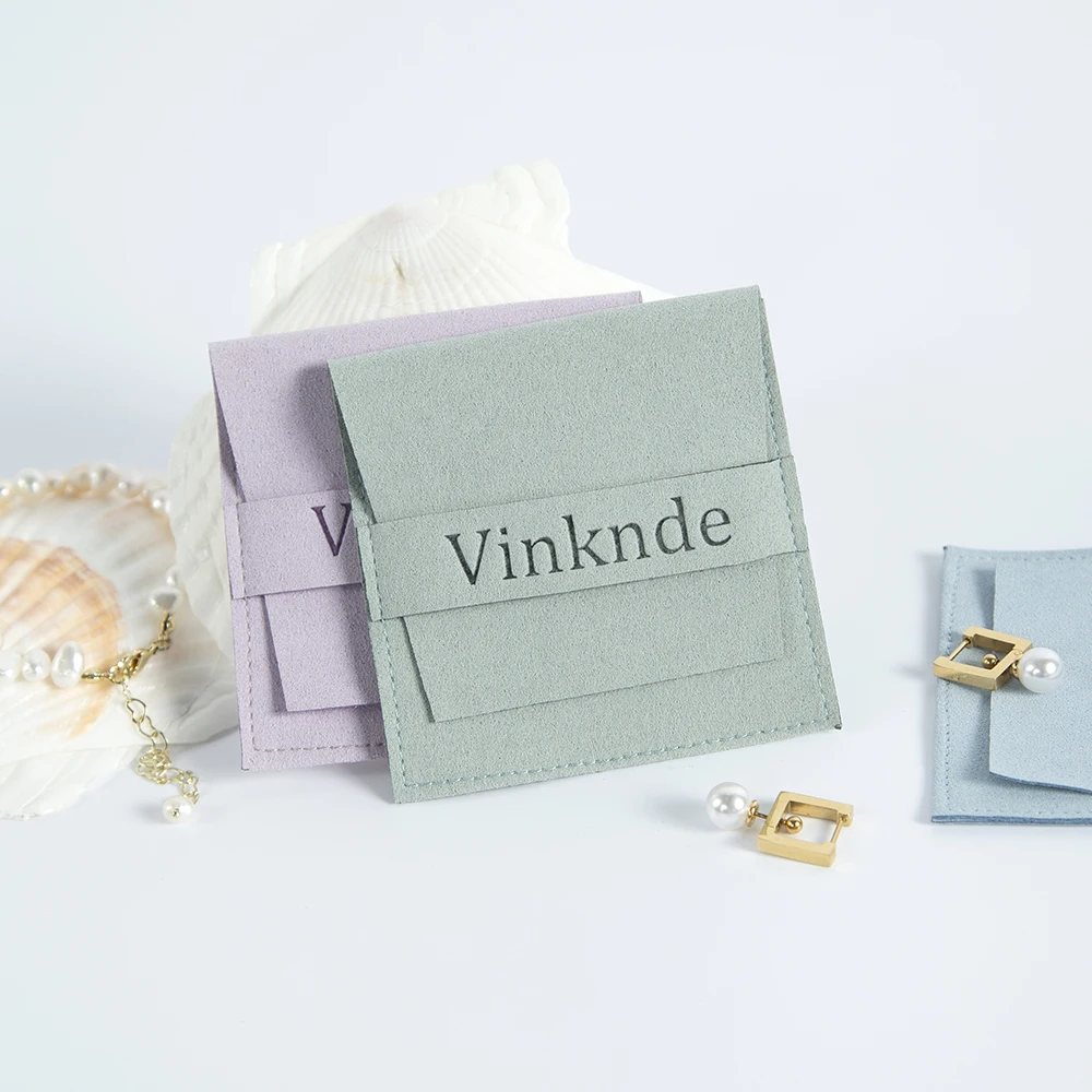 100pcs Custom Logo Name Size Microfiber Gift Bags 8X8cm Jewelry Organizer Earrings Pouch Wedding Favor Candy Bag Small Business