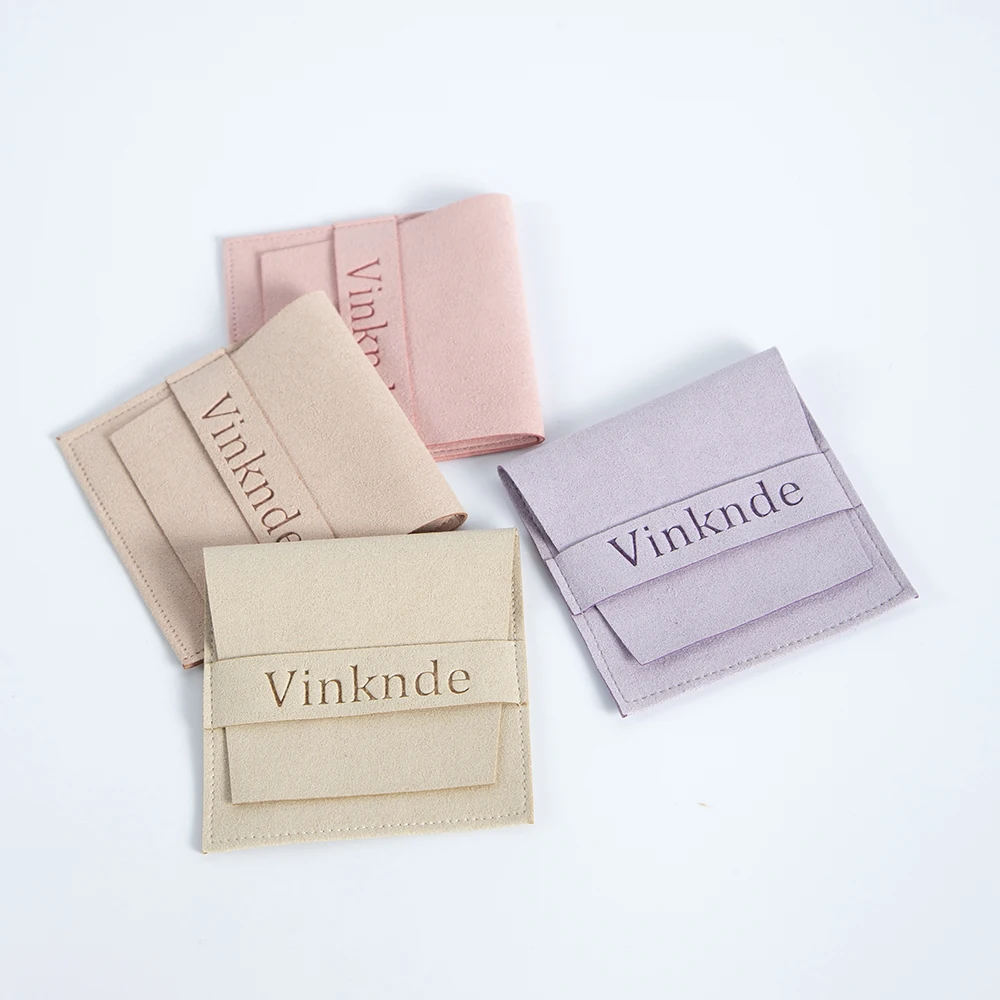 100pcs Custom Logo Name Size Microfiber Gift Bags 8X8cm Jewelry Organizer Earrings Pouch Wedding Favor Candy Bag Small Business