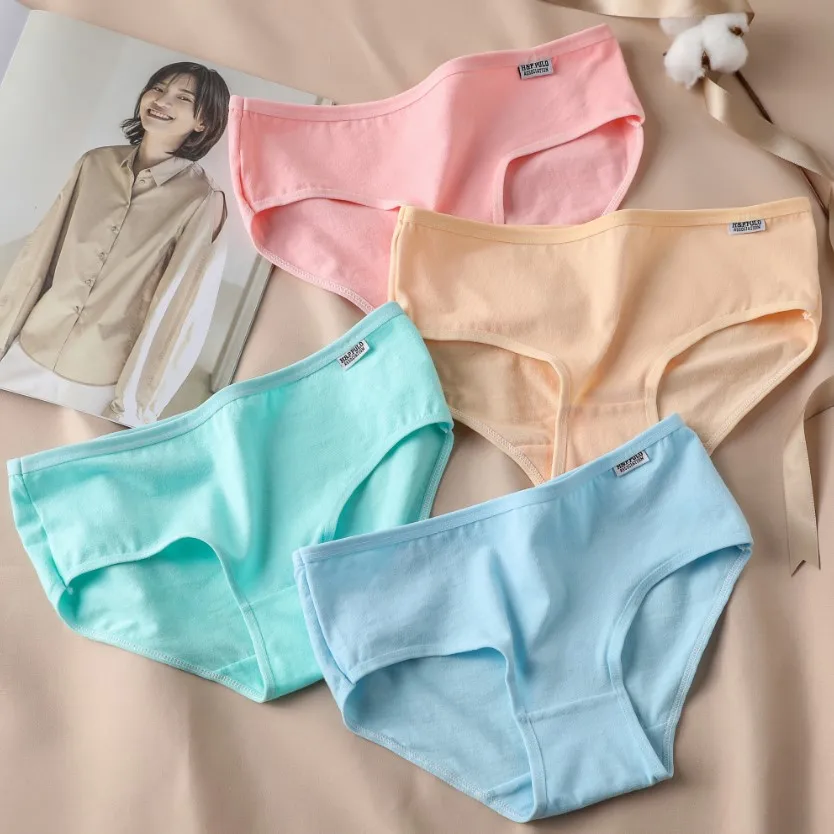 Candy Color Panties Women's Comfortable High Quality Cotton Women's Underwear Mid Waist Ureathable Women's Large Size Briefs