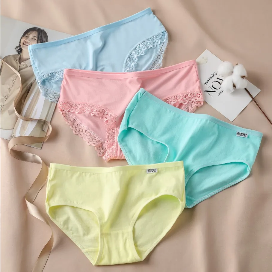 Candy Color Panties Women's Comfortable High Quality Cotton Women's Underwear Mid Waist Ureathable Women's Large Size Briefs