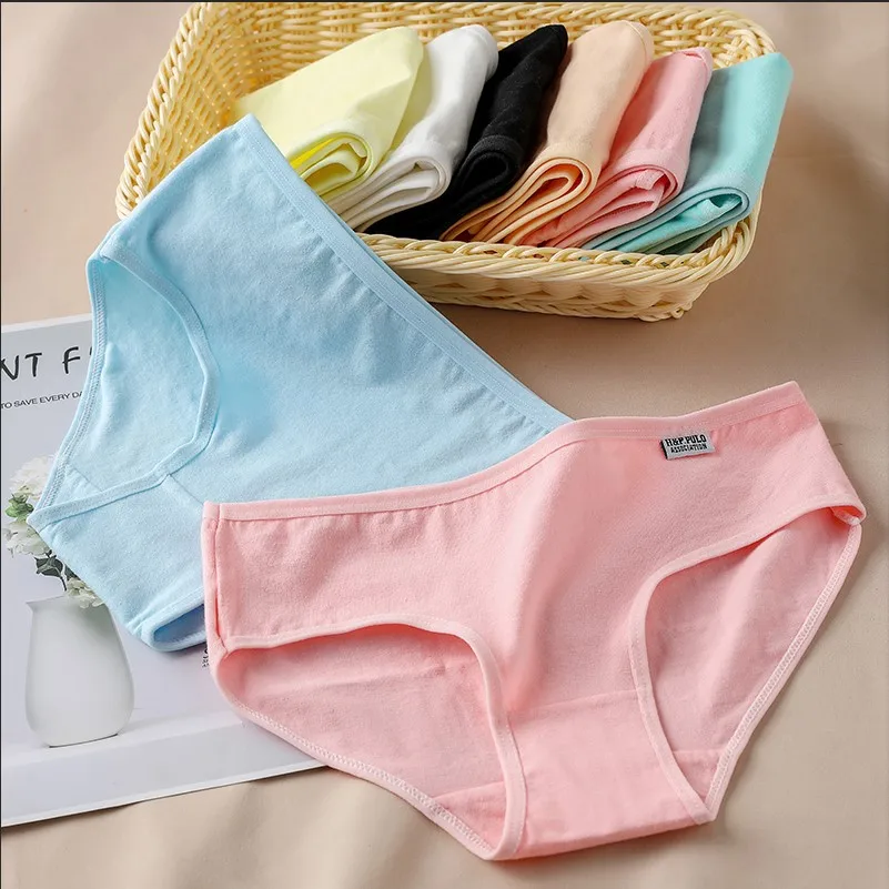 Candy Color Panties Women's Comfortable High Quality Cotton Women's Underwear Mid Waist Ureathable Women's Large Size Briefs