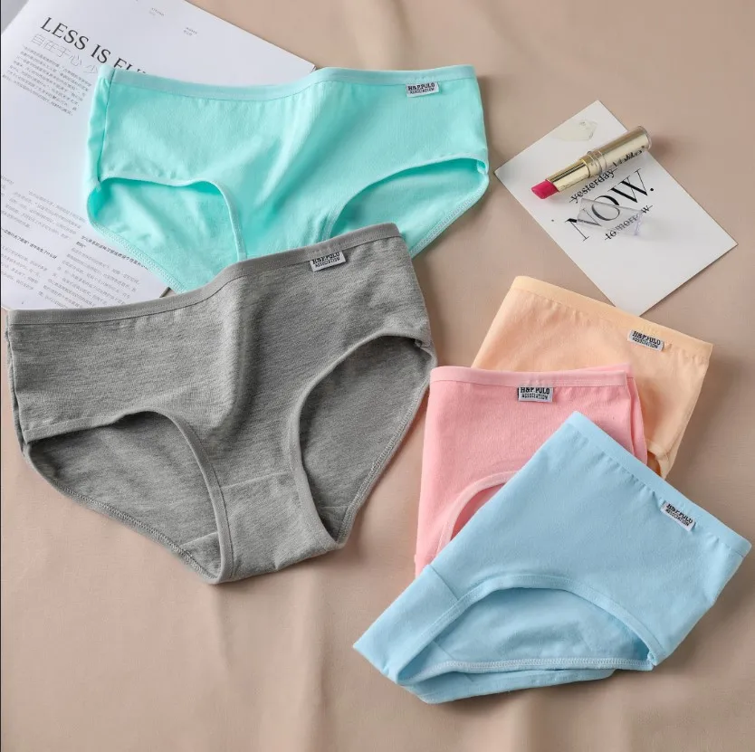 Candy Color Panties Women's Comfortable High Quality Cotton Women's Underwear Mid Waist Ureathable Women's Large Size Briefs