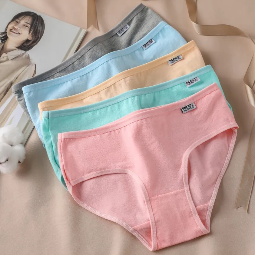 Candy Color Panties Women's Comfortable High Quality Cotton Women's Underwear Mid Waist Ureathable Women's Large Size Briefs