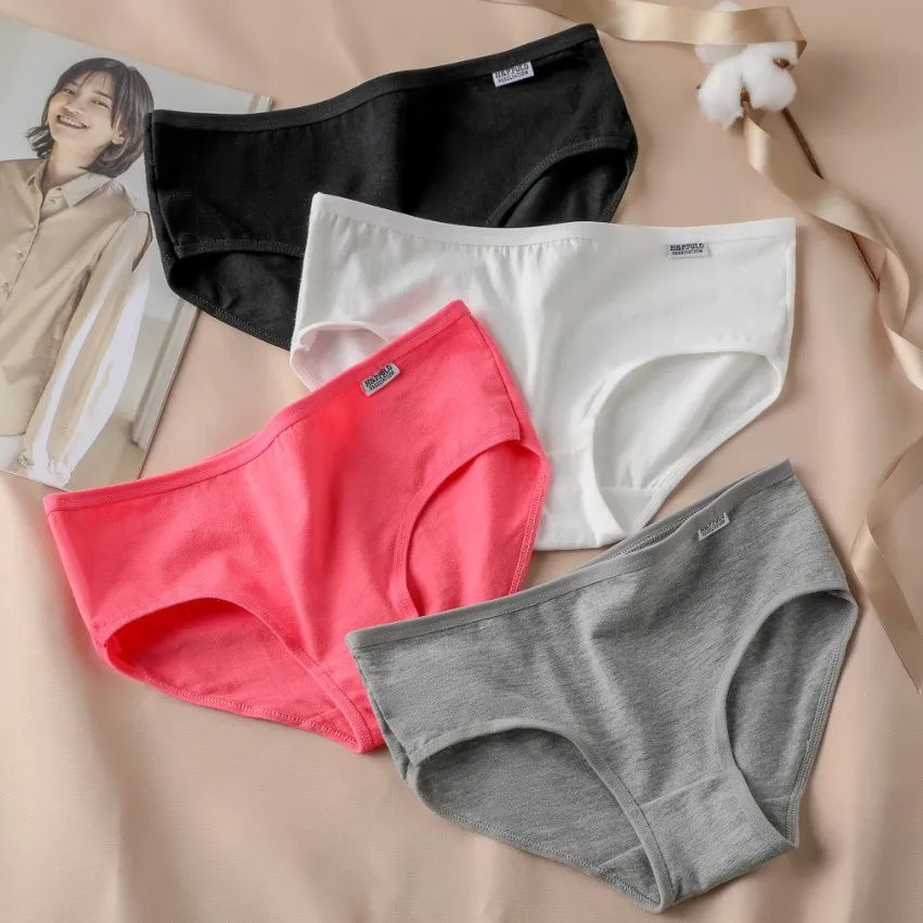 Candy Color Panties Women's Comfortable High Quality Cotton Women's Underwear Mid Waist Ureathable Women's Large Size Briefs