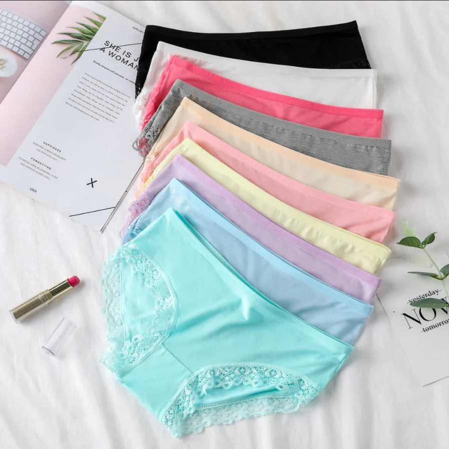 Candy Color Panties Women's Comfortable High Quality Cotton Women's Underwear Mid Waist Ureathable Women's Large Size Briefs