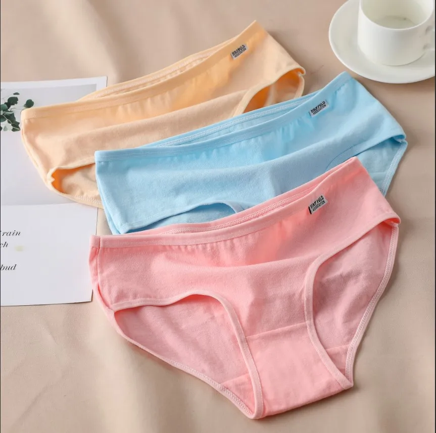 Candy Color Panties Women's Comfortable High Quality Cotton Women's Underwear Mid Waist Ureathable Women's Large Size Briefs