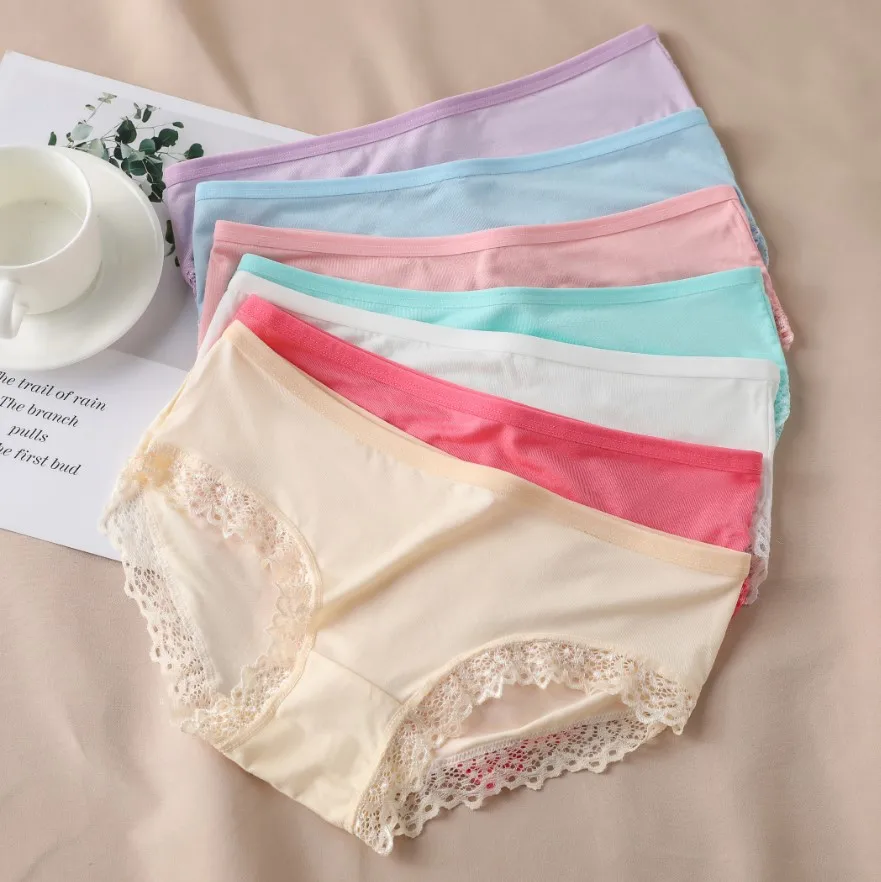 Candy Color Panties Women's Comfortable High Quality Cotton Women's Underwear Mid Waist Ureathable Women's Large Size Briefs