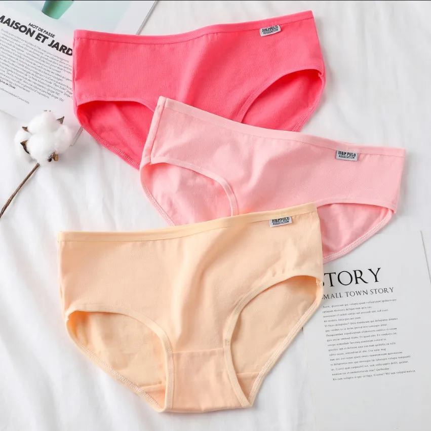 Candy Color Panties Women's Comfortable High Quality Cotton Women's Underwear Mid Waist Ureathable Women's Large Size Briefs