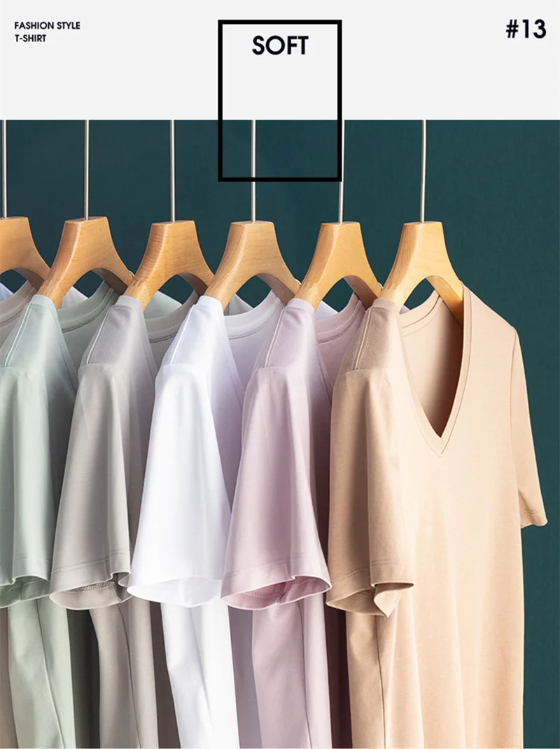 Summer 6% Mulberry Silk Cotton T-shirts Women Loose Round Neck Short Sleeve Luxury Tee Solid Color Basic Tops