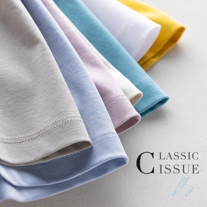 Summer 6% Mulberry Silk Cotton T-shirts Women Loose Round Neck Short Sleeve Luxury Tee Solid Color Basic Tops