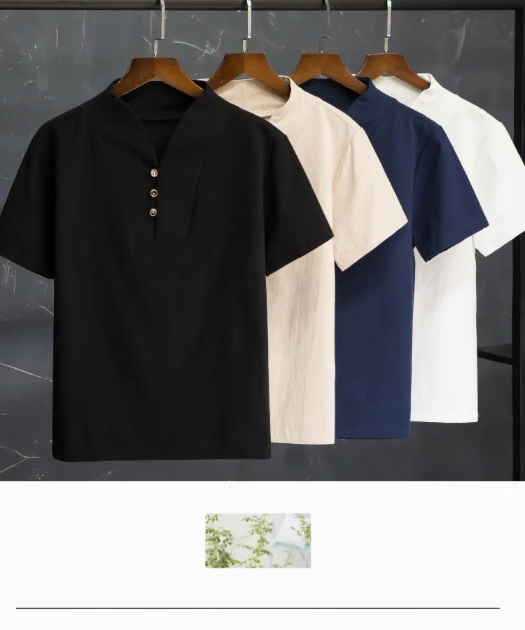 (Shirt + trousers) summer men shirt Man Cotton shirts Short sleeve men's casual shirts men A set of clothes size M-5XL