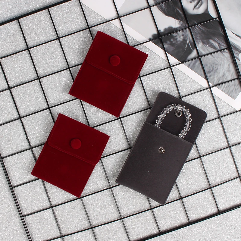 10pcs/Lot Jewellery Pouch Packaging Bag Soft Velvet Gift Bracelet Necklace Earrings Rings Storage Button Velvet Bag Custom Logo