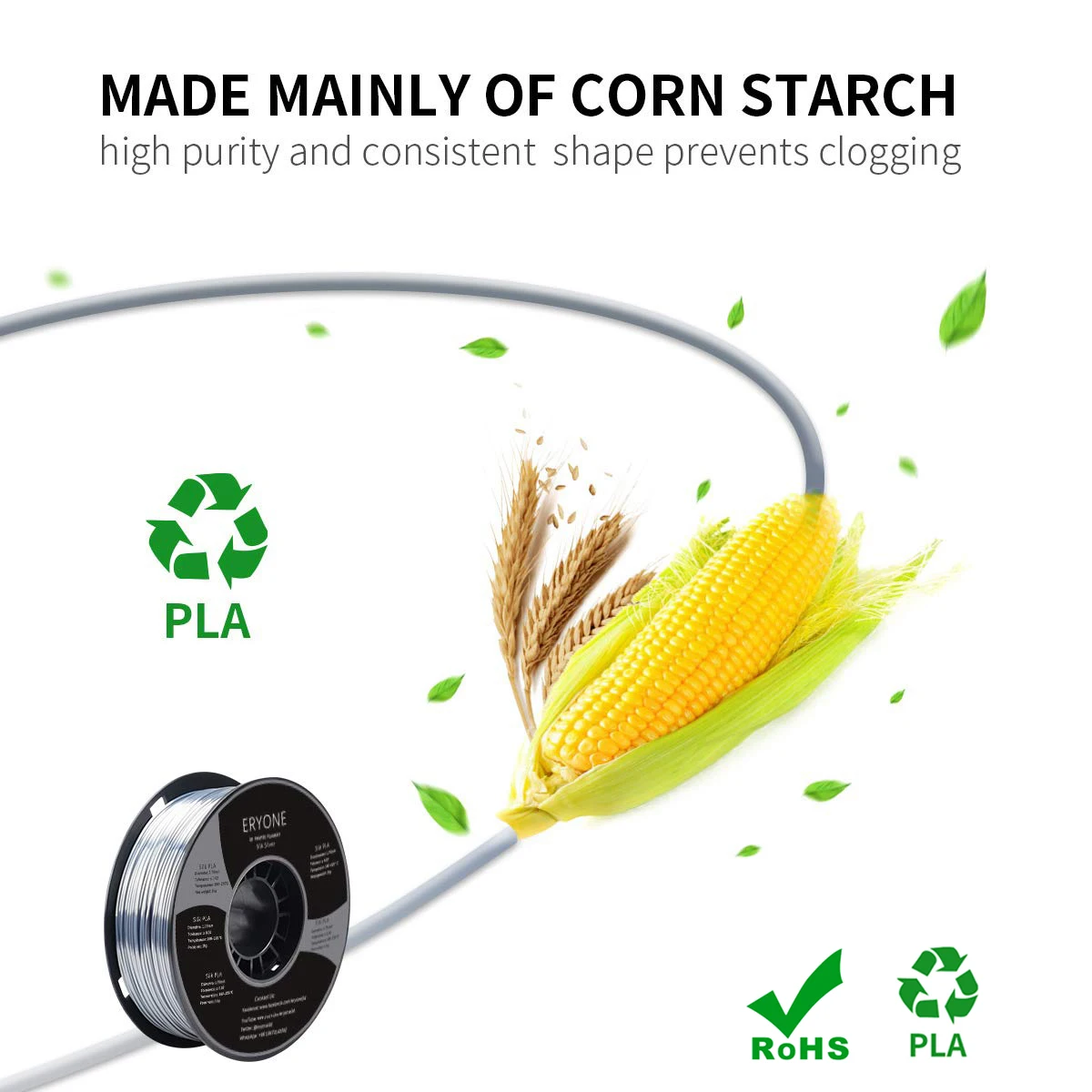 ERYONE 3KG Silk PLA Filament 1.75mm No Bubble Vacuum Biodegradable Fast Shipping Overseas Warehouse 1KG(2.2LBS)/spool