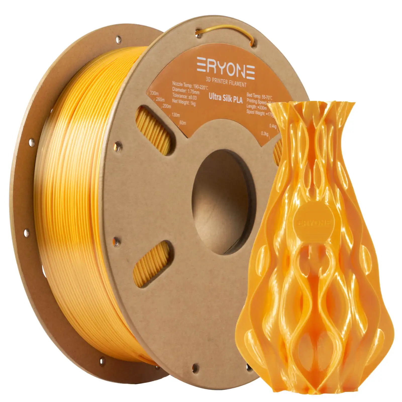 ERYONE 3KG Silk PLA Filament 1.75mm No Bubble Vacuum Biodegradable Fast Shipping Overseas Warehouse 1KG(2.2LBS)/spool