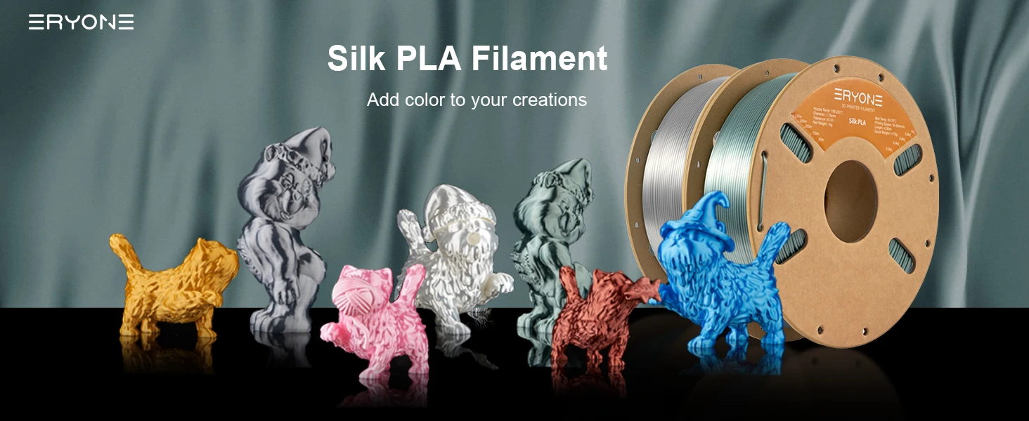 ERYONE 3KG Silk PLA Filament 1.75mm No Bubble Vacuum Biodegradable Fast Shipping Overseas Warehouse 1KG(2.2LBS)/spool