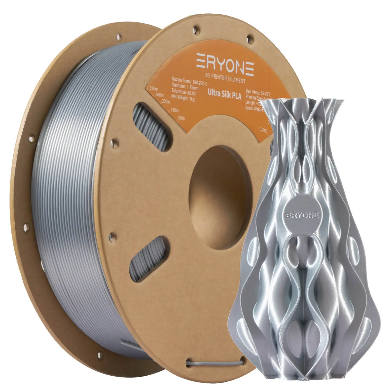 ERYONE 3KG Silk PLA Filament 1.75mm No Bubble Vacuum Biodegradable Fast Shipping Overseas Warehouse 1KG(2.2LBS)/spool