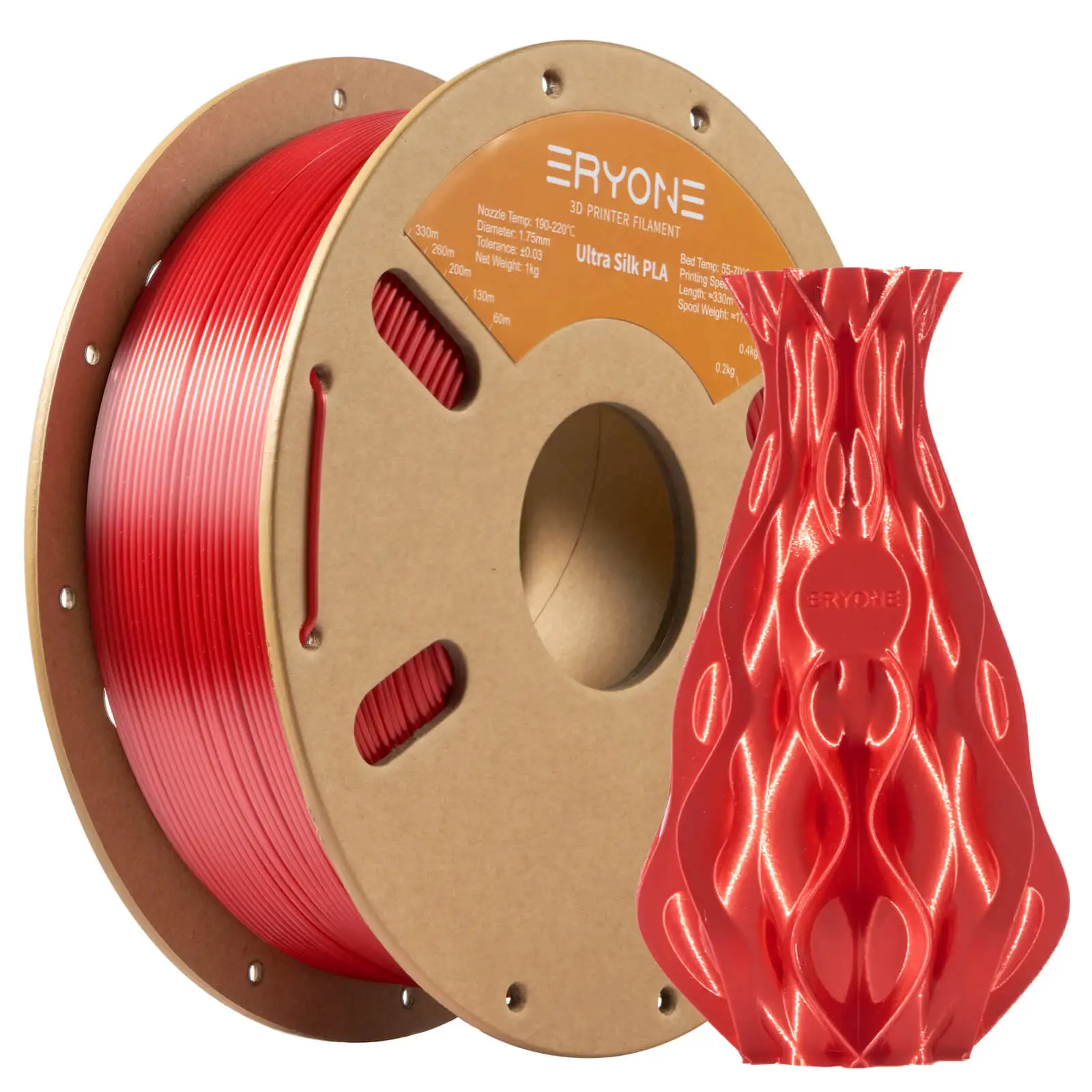 ERYONE 3KG Silk PLA Filament 1.75mm No Bubble Vacuum Biodegradable Fast Shipping Overseas Warehouse 1KG(2.2LBS)/spool