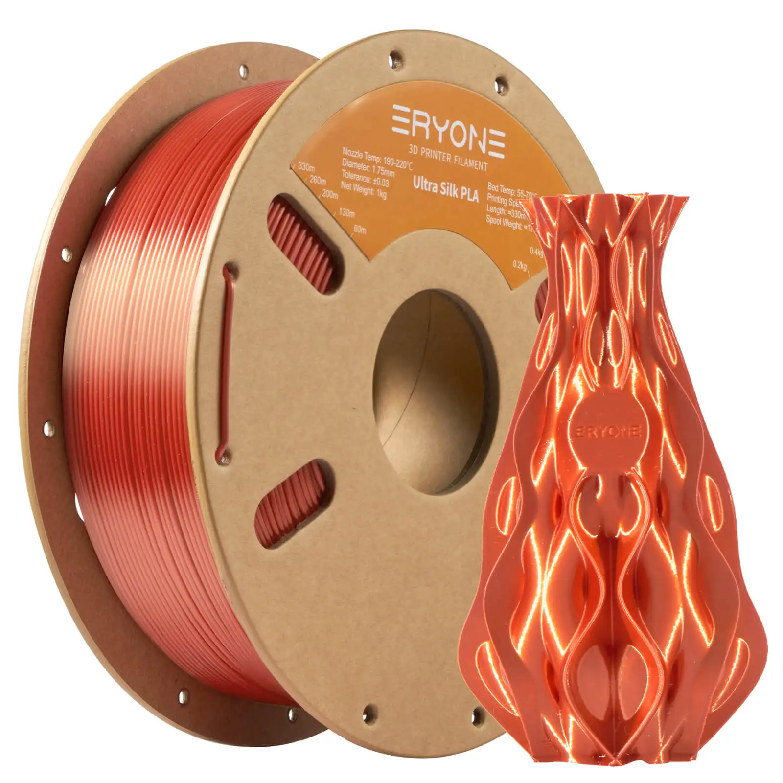 ERYONE 3KG Silk PLA Filament 1.75mm No Bubble Vacuum Biodegradable Fast Shipping Overseas Warehouse 1KG(2.2LBS)/spool