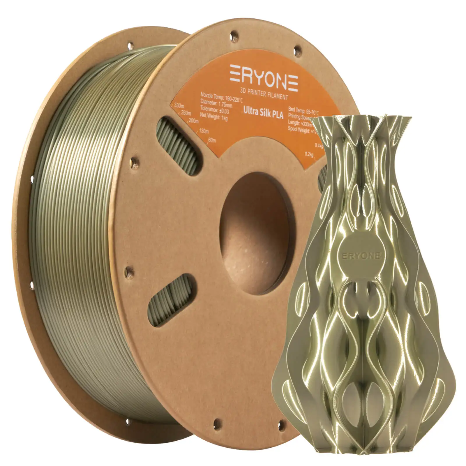 ERYONE 3KG Silk PLA Filament 1.75mm No Bubble Vacuum Biodegradable Fast Shipping Overseas Warehouse 1KG(2.2LBS)/spool