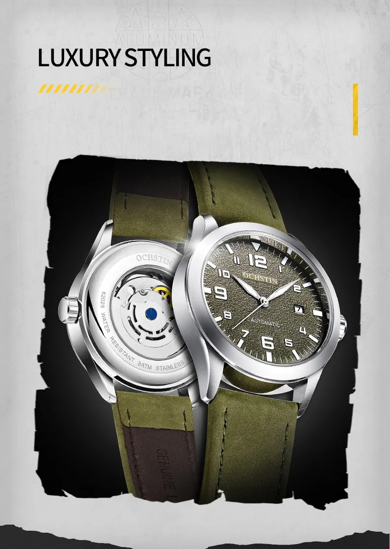 OCHSTIN Men Automatic Mechanical Watch Luxury Casual Dress Military Outdoor Sports Army Mens Wristwatches Waterproof Male Clock