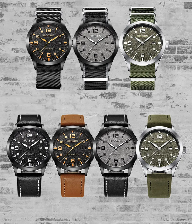 OCHSTIN Men Automatic Mechanical Watch Luxury Casual Dress Military Outdoor Sports Army Mens Wristwatches Waterproof Male Clock