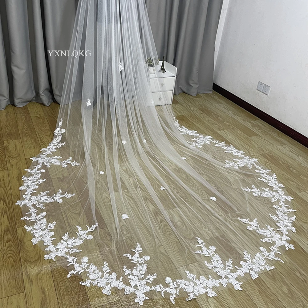 3m Cathedral Wedding Bridal Veil Soft Lace Ivory White Veil with Comb Veu Velo Noiva Wedding Accessories 3m 4m 5m Customizable V
