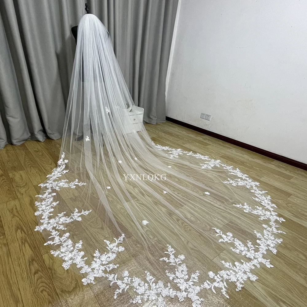 3m Cathedral Wedding Bridal Veil Soft Lace Ivory White Veil with Comb Veu Velo Noiva Wedding Accessories 3m 4m 5m Customizable V