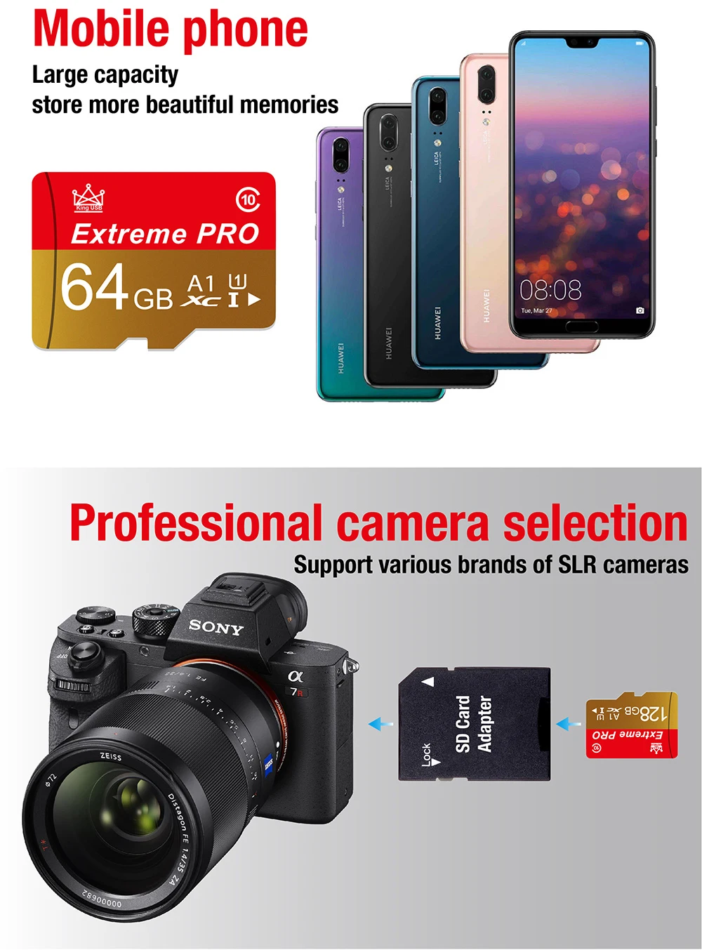 Memory Card 256GB 128GB 64GB Extreme Pro Mini SD Card 32gb 16gb U1 V10 TF Card High Speed Flash Card 32GB for Phone Camera Drone