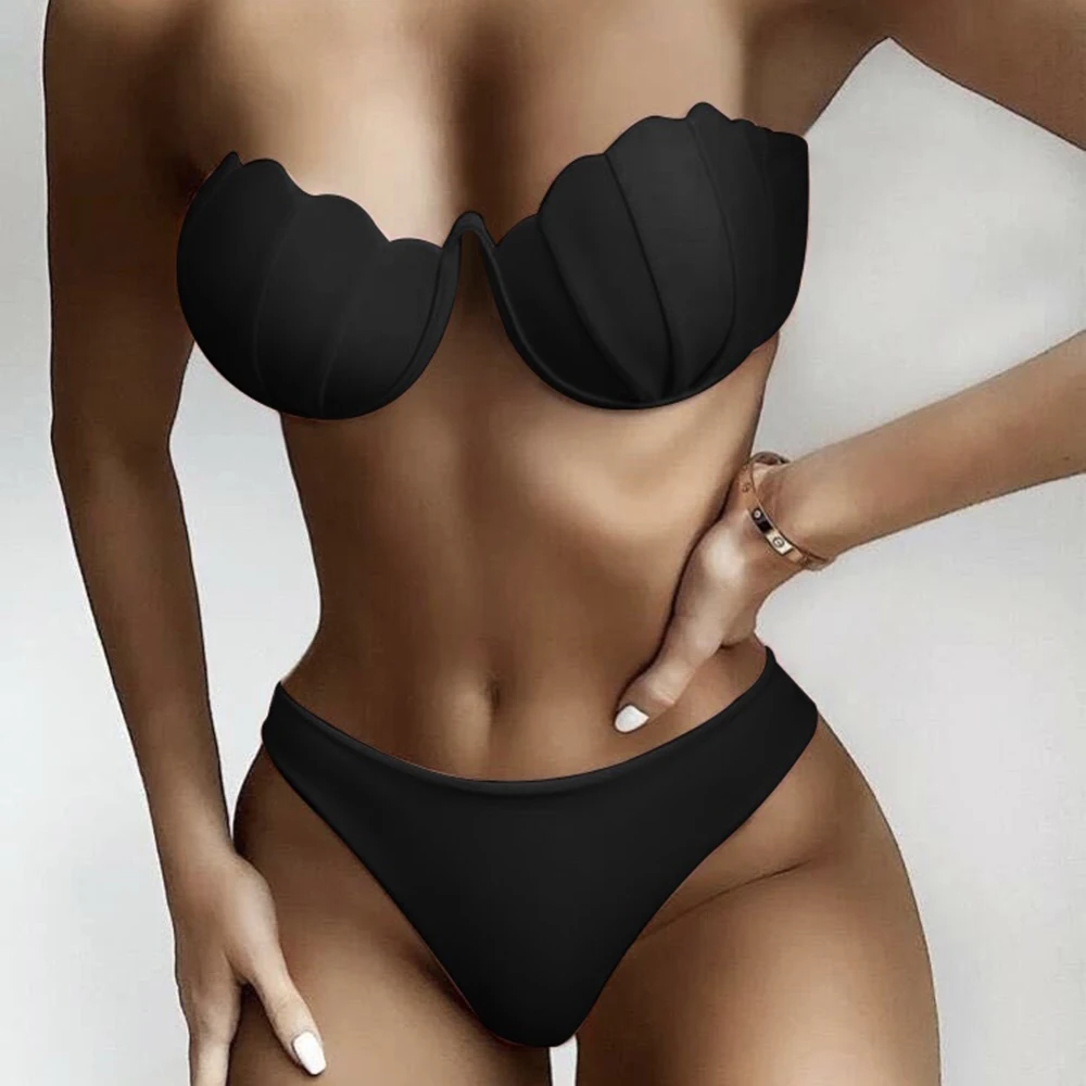 ZTVitality Solid Tie Sexy Bikini 2021 Hot Sale Padded Bra High Leg Bandage Push Up Bikini Set Brazilian Swimsuit Women Swimwear