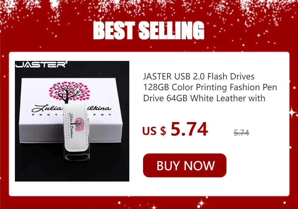 JASTER USB 3.0 Flash Drive 128GB Square Leather with BOX Free custom logo Pen drive 32GB 64GB Memory stick Creative gift U disk