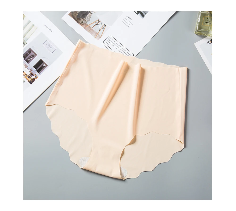 BANNIROU 1pcs High Rise Seamless Panties For Woman Underwear Briefs Wave Solid Everyday Female Panties For Ladies Intimates