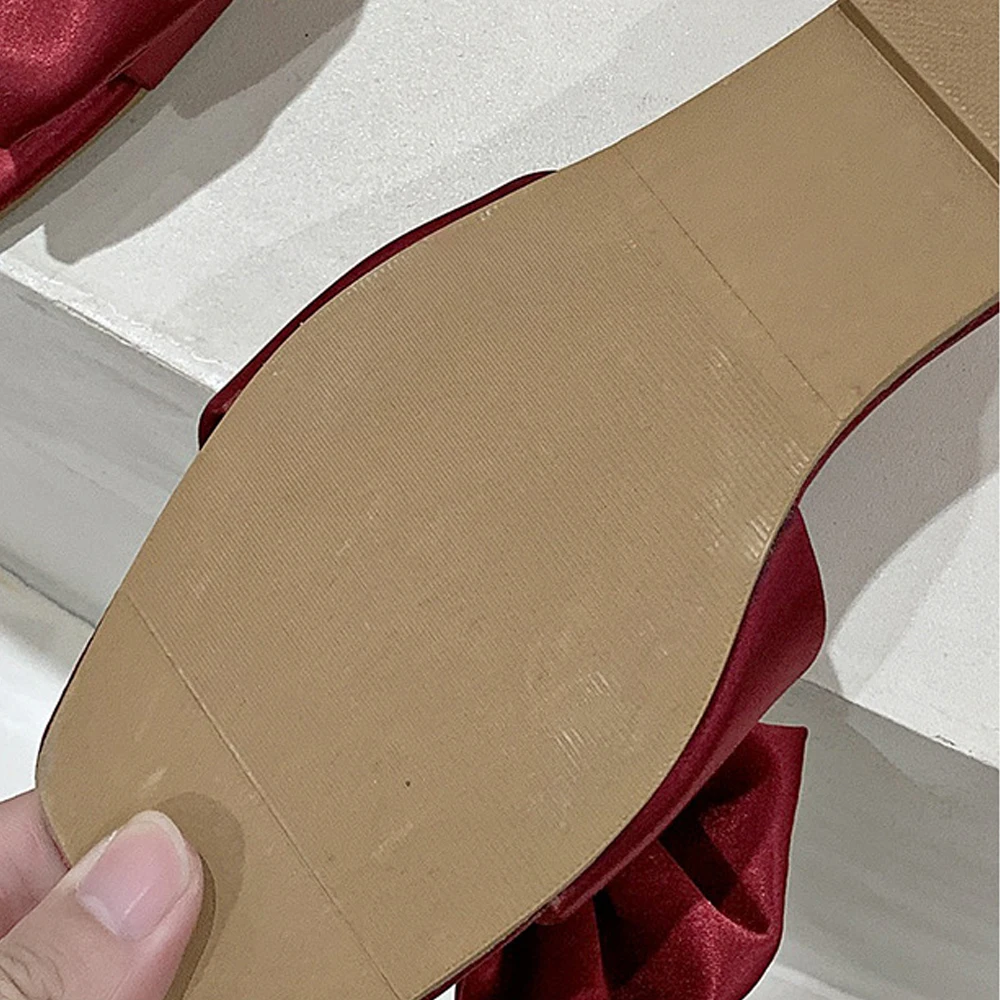New Fashion Satins Wedding Slippers Luxury Women Peep Toe Bedroom Home Sandals Bride Bridesmaid Wedding Shoes With Silk Bow