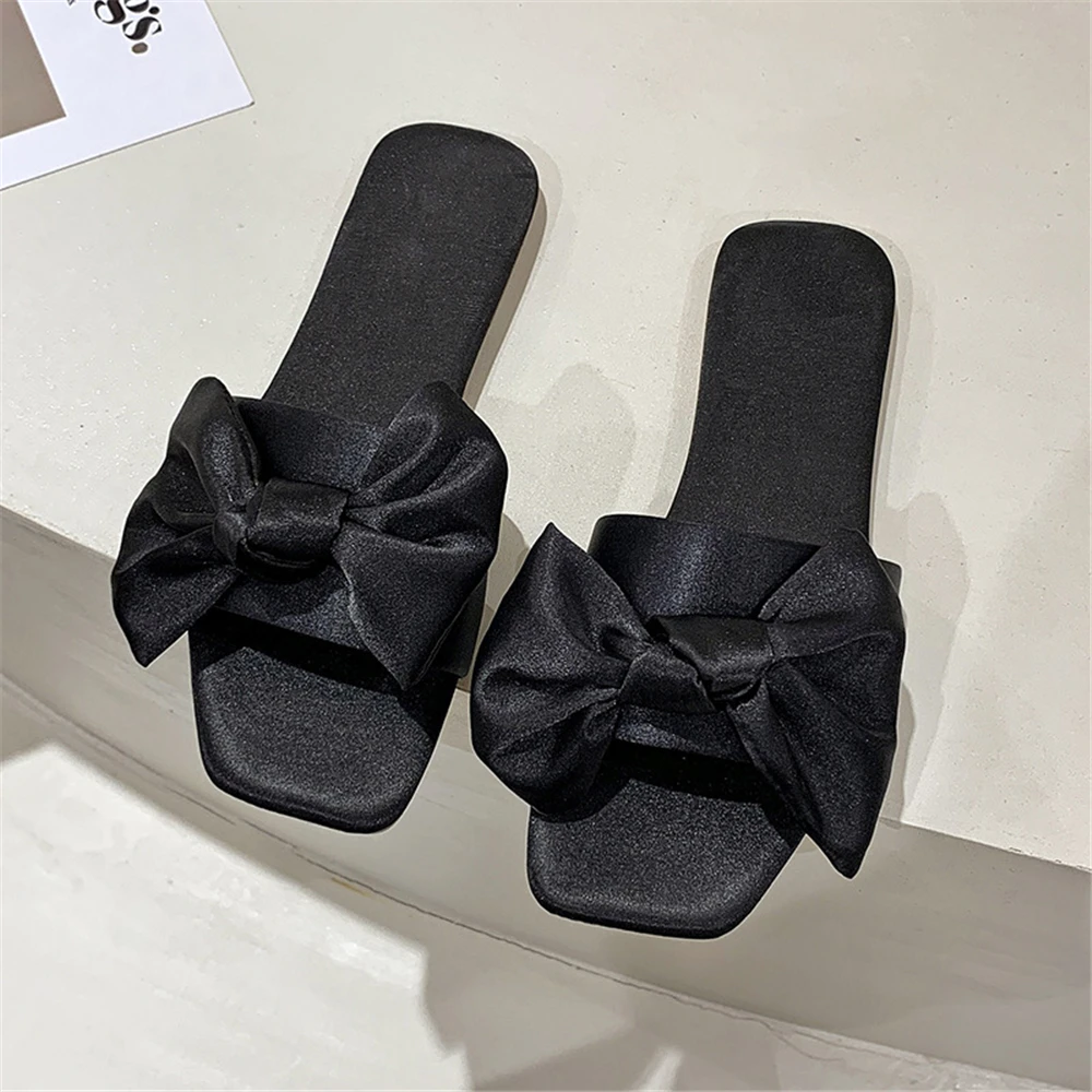 New Fashion Satins Wedding Slippers Luxury Women Peep Toe Bedroom Home Sandals Bride Bridesmaid Wedding Shoes With Silk Bow