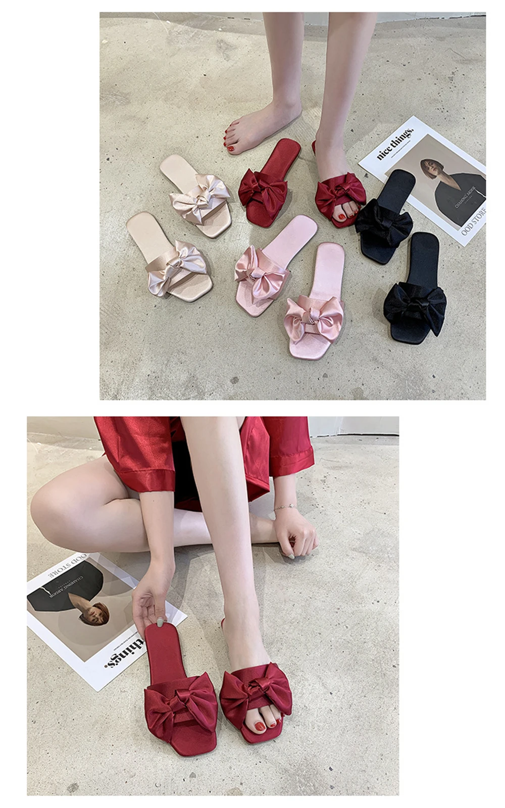 New Fashion Satins Wedding Slippers Luxury Women Peep Toe Bedroom Home Sandals Bride Bridesmaid Wedding Shoes With Silk Bow