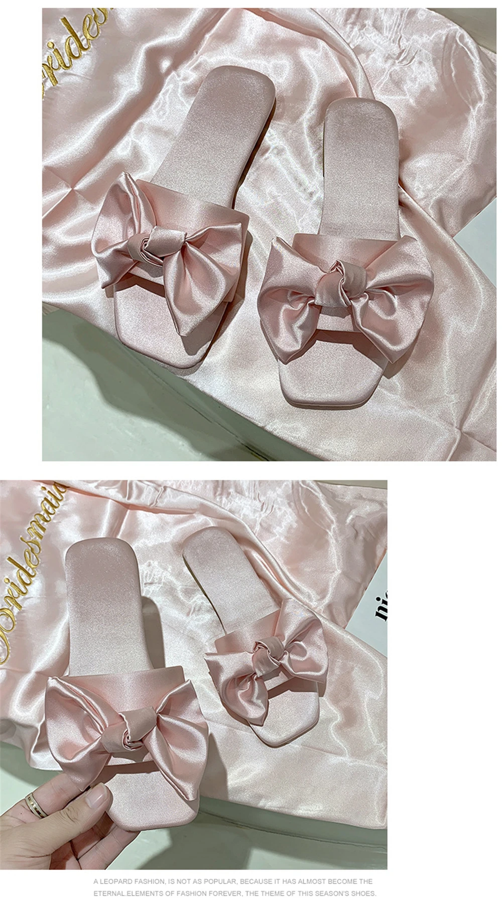 New Fashion Satins Wedding Slippers Luxury Women Peep Toe Bedroom Home Sandals Bride Bridesmaid Wedding Shoes With Silk Bow