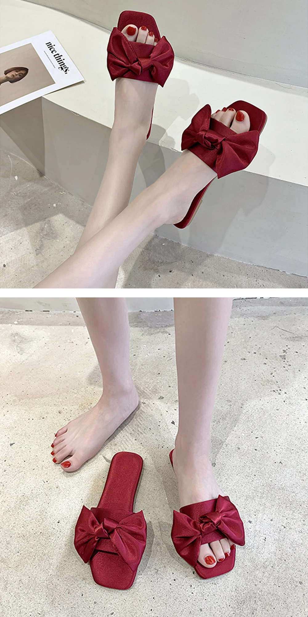 New Fashion Satins Wedding Slippers Luxury Women Peep Toe Bedroom Home Sandals Bride Bridesmaid Wedding Shoes With Silk Bow