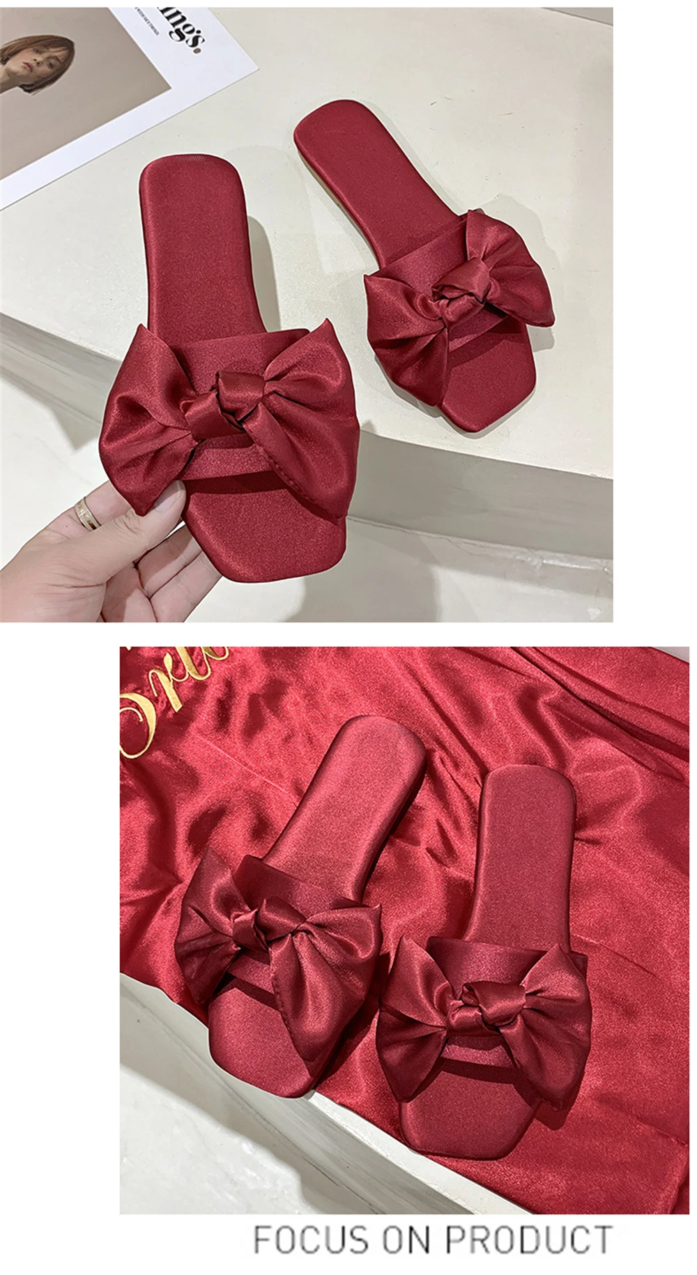 New Fashion Satins Wedding Slippers Luxury Women Peep Toe Bedroom Home Sandals Bride Bridesmaid Wedding Shoes With Silk Bow