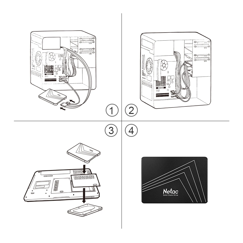 Netac SSD 4tb 2tb 1tb 2.5inch SATA3 128gb 256gb 512gb SSD Hard Disk HDD Internal Solid State Drive for Laptop Desktop