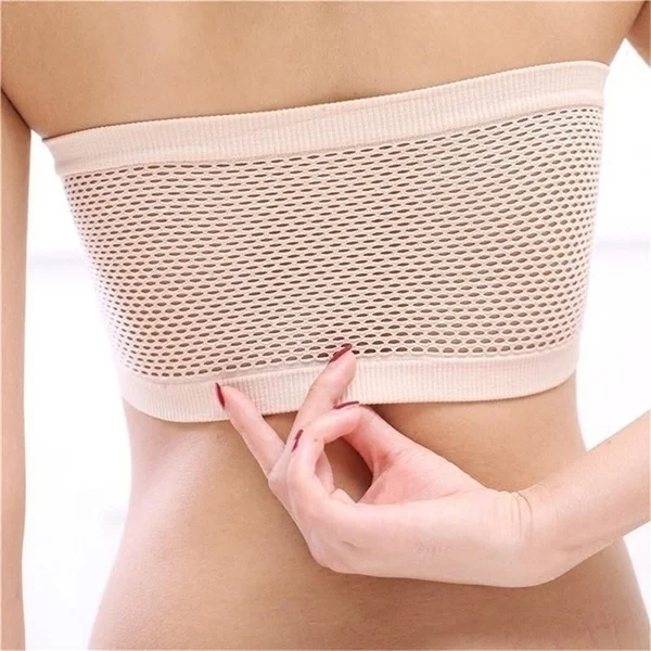 Fashion Women Chest Wraps Tube Tops Plus Size Seamless Strapless Soft Anti Expose High Elastic Mesh Wrapped Invisible Strapless
