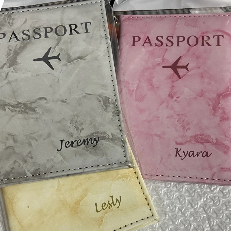 Laser Engraving Customize Name Passport Holder Travel Wallet Marble Patten Case for Passports Passport Cover With Personal Names