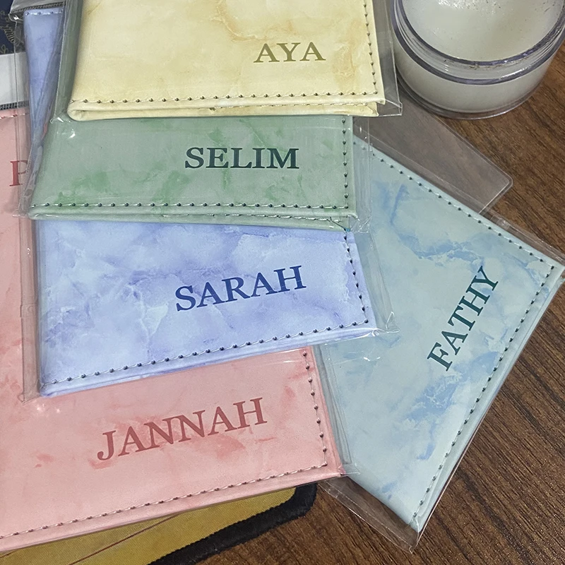 Laser Engraving Customize Name Passport Holder Travel Wallet Marble Patten Case for Passports Passport Cover With Personal Names