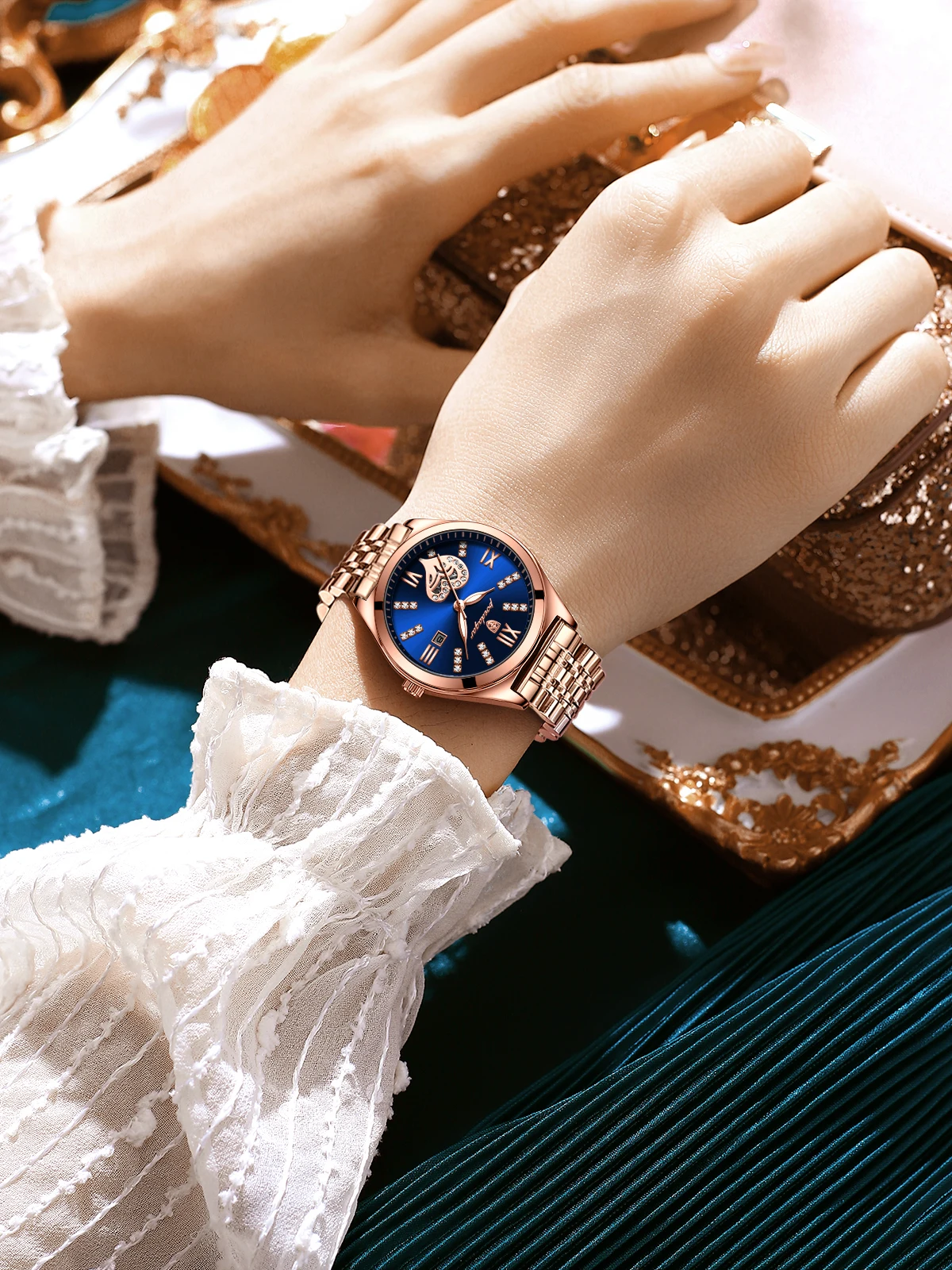 POEDAGAR Luxury Watches For Women Waterproof Luminous Date Stainless Steel Woman Watch Elegant Fashion Quartz Ladies Wristwatch