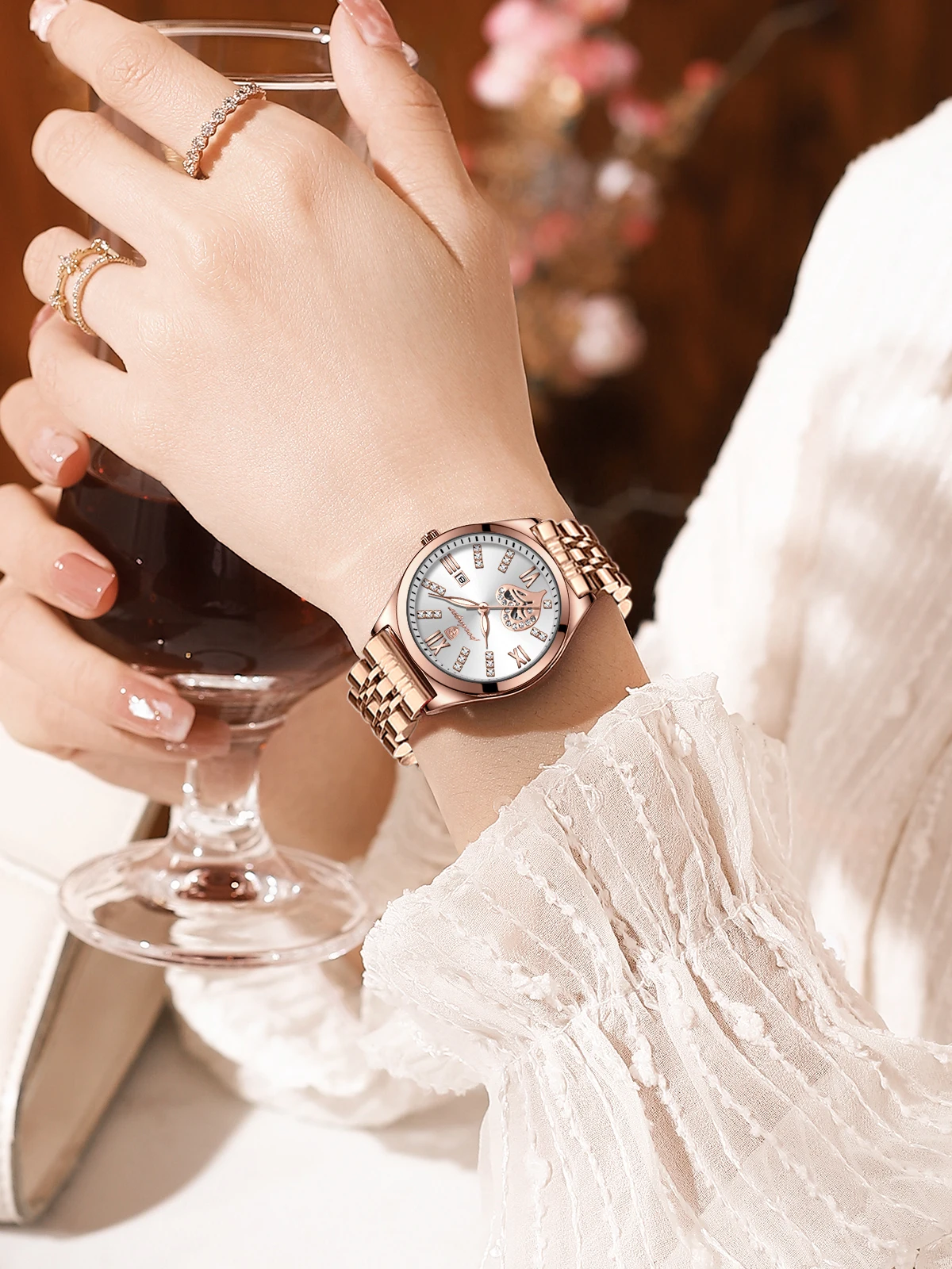 POEDAGAR Luxury Watches For Women Waterproof Luminous Date Stainless Steel Woman Watch Elegant Fashion Quartz Ladies Wristwatch