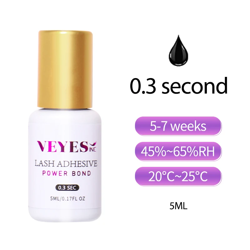 VEYES INC Eyelash Extension Glue 0.5-1 Sec Drying (0.17fl.oz / 5ml) Up to 8 Weeks Retention Adhesive Salon Use for Lash Tech